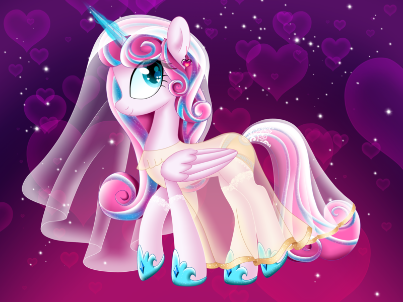 Size: 5464x4096 | Tagged: safe, artist:lunavirgin64, derpibooru import, princess flurry heart, alicorn, pony, abstract background, clothes, dress, eyelashes, female, hoof shoes, image, mare, older, older flurry heart, png, see-through, solo, wedding veil