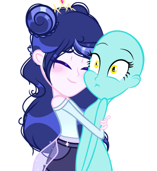 Size: 2952x3220 | Tagged: safe, artist:harmonyvitality-yt, derpibooru import, oc, unofficial characters only, bald, base used, clothes, duo, eyelashes, hug, image, offspring, parent:flash sentry, parent:twilight sparkle, parents:flashlight, png, simple background, transparent background