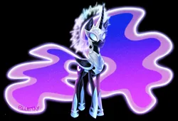 Size: 4588x3115 | Tagged: safe, artist:harmonicdreemur1308, derpibooru import, nightmare moon, alicorn, pony, alternate universe, base used, black background, empress, female, glow, glowing eyes, goddess, high res, image, mare, png, simple background, solo