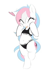 Size: 2578x3646 | Tagged: safe, artist:randy, edit, oc, oc:aryanne, unofficial characters only, pony, alternate hair color, belly button, bipedal, black bra, black panties, black underwear, blacked, branded hem, chubby, clothes, colored, cute, eyes closed, heart, image, nazi, png, pride, pride flag, simple background, sketch, swastika, tongue out, touching face, transgender pride flag, underwear, white background
