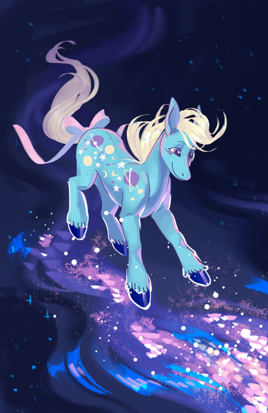 Size: 777x1200 | Tagged: safe, artist:futuredustfuturerust, derpibooru import, night glider (g1), earth pony, pony, bow, g1, image, png, solo, tail, tail bow