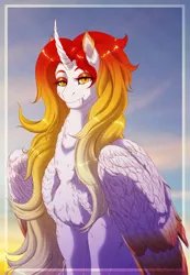 Size: 3501x5070 | Tagged: safe, artist:silverwolf866, derpibooru import, daybreaker, alternate universe, bust, commission, image, png, portrait, ryoku verse