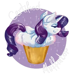 Size: 2000x2000 | Tagged: safe, artist:dankpegasista, derpibooru import, rarity, cat, cat pony, fluffy pony, original species, pony, unicorn, april fools joke, chest fluff, chillaxing, circle background, cute, ear fluff, eyelashes, eyes closed, female, flowy mane, food, happy, highlights, image, joke, limbless, lying down, meme, muffin, muffin top, pastry, png, raribetes, shading, shiny mane, side view, simple background, simple shading, smiling, solo, sparkles, text, transparent background