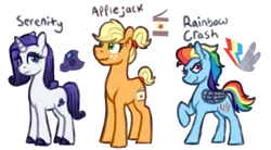 Size: 900x497 | Tagged: safe, artist:computerstickman, derpibooru import, applejack, rainbow dash, rarity, pony, alternate cutie mark, amputee, artificial wings, augmented, image, png, prosthetic limb, prosthetic wing, prosthetics, simple background, transparent background, wings