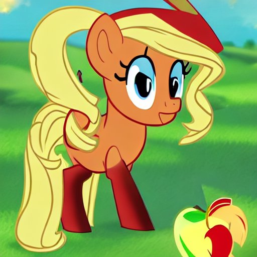 Size: 512x512 | Tagged: safe, derpibooru import, machine learning generated, stable diffusion, applejack, earth pony, pony, apple, coat markings, female, food, fruit, image, jpeg, socks (coat marking), solo