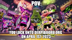 Size: 888x499 | Tagged: safe, derpibooru import, inkling, derpibooru, april fools 2023, image, inkling boy, inkling girl, jpeg, meta, no pony, offscreen character, pov, splatfest, splatoon