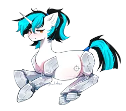 Size: 2916x2580 | Tagged: safe, derpibooru import, oc, oc:flawless ice, cyborg, unicorn, image, paternity mark, png, ponytail, pregnant, solo, tail, tail wrap