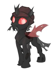 Size: 1528x1988 | Tagged: safe, artist:jewellier, derpibooru import, oc, unofficial characters only, changeling, pony, facial hair, fangs, hat, image, male, moustache, png, red changeling, simple background, stallion