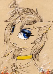 Size: 1024x1444 | Tagged: safe, artist:lailyren, derpibooru import, oc, oc:nova glow, unofficial characters only, pony, unicorn, angry, clothes, ear piercing, earring, eyeshadow, female, fire, horn, image, jewelry, jpeg, makeup, mare, piercing, robe, smoke, unicorn oc