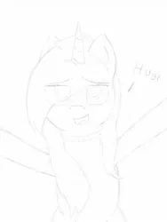 Size: 960x1280 | Tagged: safe, artist:rosedraws, derpibooru import, oc, oc:rose glow, unicorn, dialogue, female, image, jpeg, monochrome, simple background, solo, white background