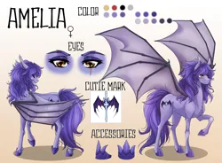 Size: 3550x2613 | Tagged: safe, artist:tri-edge, derpibooru import, oc, oc:amelia valkyria, bat pony, pony, cutie mark, eye scar, facial scar, female, hoof shoes, image, mare, png, raised hoof, reference sheet, scar, solo, spread wings, wings