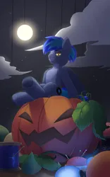 Size: 1200x1920 | Tagged: safe, artist:tetsu_tetsu, derpibooru import, oc, oc:proffy floyd, unofficial characters only, original species, pegasus, plush pony, pony, commission, glow, glowing eyes, image, pincushion, plushie, png, pumpkin, ych result, your character here