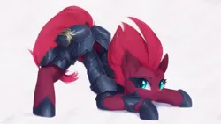 Size: 1024x576 | Tagged: safe, derpibooru import, machine learning assisted, machine learning generated, fizzlepop berrytwist, tempest shadow, earth pony, pony, armor, ass up, butt, cute, face down ass up, female, image, jacko challenge, mare, meme, plot, png, pose, race swap, solo, tempass, tempestbetes