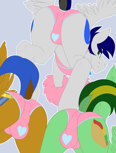 Size: 1900x2500 | Tagged: questionable, artist:dripponi, derpibooru import, oc, oc:crushingvictory, oc:taco.m.tacoson, oc:waterpony, unofficial characters only, pegasus, pony, anus cameltoe, balls, blushing, breath, butt, cheerleader, clothes, crossdressing, crotch bulge, dock, face down ass up, face paint, femboy, gay, girly, image, looking back, male, male cheerleader, males only, midriff, mooseknuckle, nudity, open mouth, panties, pink underwear, pinup, plot, png, pom pom, presenting, pride, pride flag, raised tail, rear view, shake it baby, skirt, skirt lift, smiling, spankable coin purse, spread wings, stallion, sweat, sweaty balls, tail, tail hole, tail lift, underwear, upskirt, wingboner, wings
