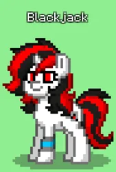 Size: 552x816 | Tagged: safe, derpibooru import, oc, oc:blackjack, pony, unicorn, fallout equestria, fallout equestria: project horizons, pony town, delta pipbuck, fanfic art, green background, image, png, simple background, solo