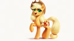 Size: 1024x576 | Tagged: safe, derpibooru import, machine learning assisted, machine learning generated, applejack, earth pony, pony, cute, female, image, mare, open mouth, png, simple background, solo, white background