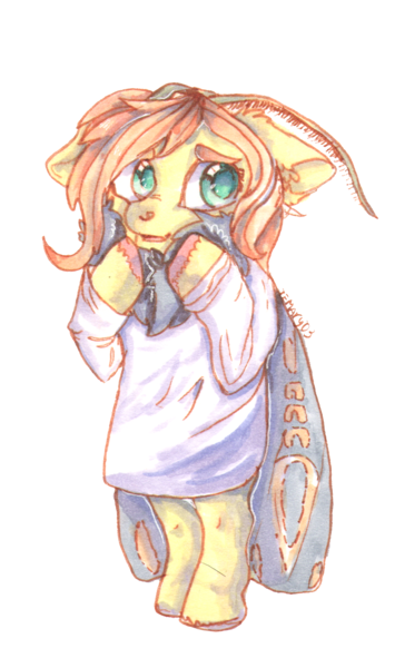 Size: 1232x2082 | Tagged: safe, artist:temary03, derpibooru import, fluttershy, insect, moth, mothpony, original species, pony, bipedal, clothes, female, floppy ears, fluttermoth, image, mare, png, simple background, species swap, transparent background