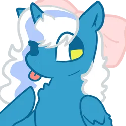 Size: 3000x3000 | Tagged: safe, artist:aurplestarss, derpibooru import, oc, oc:fleurbelle, unofficial characters only, alicorn, pony, :p, alicorn oc, bow, female, hair bow, horn, image, mare, one eye closed, png, simple background, solo, tongue out, transparent background, wings, wink, yellow eyes