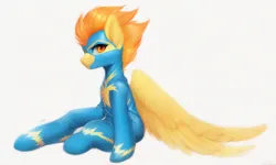 Size: 960x576 | Tagged: safe, derpibooru import, machine learning assisted, machine learning generated, spitfire, pegasus, pony, clothes, female, image, mare, png, simple background, solo, uniform, white background, wonderbolts, wonderbolts uniform