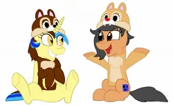 Size: 2048x1246 | Tagged: safe, artist:sugarsweett7, derpibooru import, oc, oc:epsi pep power, oc:robertapuddin, unofficial characters only, chip and dale rescue rangers, clothes, cosplay, costume, cute, image, jpeg, simple background, white background