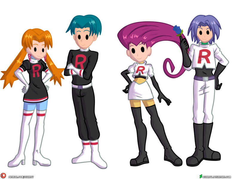 Size: 4000x3090 | Tagged: safe, artist:dieart77, derpibooru import, oc, oc:ferb fletcher, oc:frost d. tart, oc:golden lily, oc:zipper zest, unofficial characters only, human, equestria girls, boots, clothes, cosplay, costume, disguised, image, mask, miniskirt, png, pokémon, shoes, simple background, skirt, socks, team rocket, thigh boots, thigh highs, transparent background