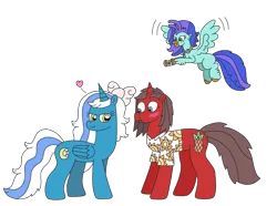 Size: 3045x2260 | Tagged: safe, artist:supahdonarudo, derpibooru import, oc, oc:fleurbelle, oc:ironyoshi, oc:sea lilly, unofficial characters only, alicorn, classical hippogriff, hippogriff, pony, unicorn, bow, camera, clothes, excited, heart, holding, image, jewelry, necklace, png, seductive look, shipping, shirt, simple background, surprised, transparent background