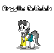 Size: 176x174 | Tagged: safe, artist:dematrix, derpibooru import, oc, oc:argylle coltsiah, unofficial characters only, pegasus, pony, pony town, clothes, image, male, pixel art, png, simple background, solo, stallion, transparent background