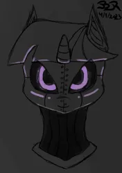 Size: 460x654 | Tagged: safe, artist:bifrose, derpibooru import, twilight sparkle, pony, robot, robot pony, unicorn, black sclera, glow, glowing eyes, image, looking at you, png, roboticization, solo, twibot