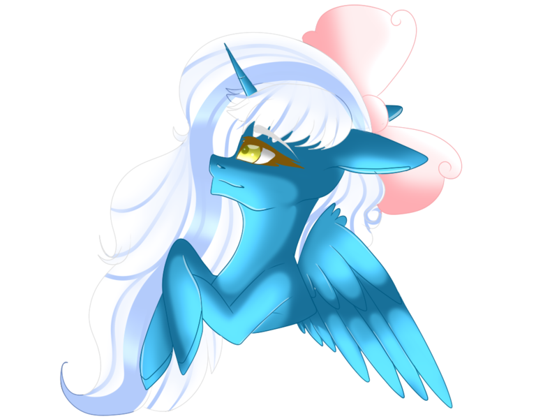 Size: 1054x823 | Tagged: safe, artist:sakimiaji, derpibooru import, oc, oc:fleurbelle, unofficial characters only, alicorn, pony, alicorn oc, bow, crossed legs, female, hair bow, horn, image, mare, png, simple background, smiling, solo, transparent background, wings, yellow eyes