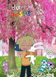 Size: 1224x1660 | Tagged: safe, derpibooru import, spike, basilisk, animated, april fools, bun bun, chalkzone, corrupted, crossover, easter, error, gif, glitch, holiday, image, learning with pibby, pibby, snap (chalkzone), the owl house, vee (toh)