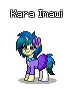 Size: 146x176 | Tagged: safe, artist:dematrix, derpibooru import, oc, oc:kara imawi, unofficial characters only, pony, unicorn, pony town, clothes, female, image, mare, pixel art, png, simple background, solo, transparent background