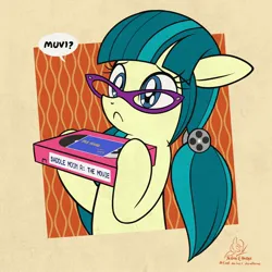 Size: 1920x1920 | Tagged: safe, artist:theratedrshimmer, derpibooru import, juniper montage, ponified, earth pony, pony, equestria girls, cute, equestria girls ponified, image, jpeg, junibetes, passepartout, sad, solo, vhs