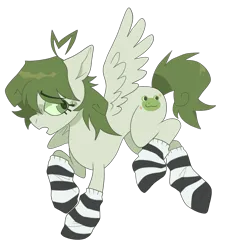 Size: 1113x1233 | Tagged: safe, artist:beetlebonez, derpibooru import, oc, unofficial characters only, pegasus, pony, clothes, green eyes, image, landing, looking back, nervous, pegasus oc, png, simple background, socks, transparent background, wings