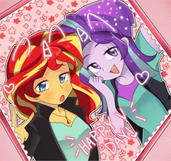 Size: 2193x2061 | Tagged: safe, artist:parappaya, derpibooru import, starlight glimmer, sunset shimmer, equestria girls, duo, female, image, jpeg, lesbian, shimmerglimmer, shipping