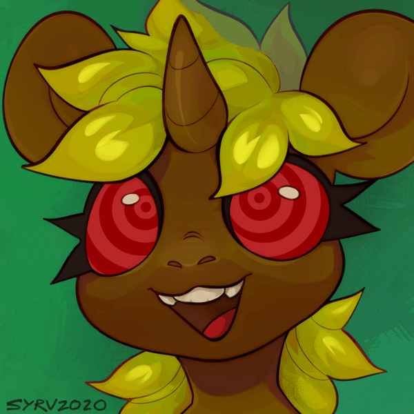 Size: 1000x1000 | Tagged: safe, artist:survya, derpibooru import, oc, unofficial characters only, pony, unicorn, animated, bust, female, gif, green background, happy, horn, hypnosis, hypnotized, image, looking up, mare, open mouth, portrait, simple background, unicorn oc