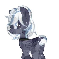 Size: 1600x1600 | Tagged: safe, artist:sarahsuresh-art, derpibooru import, oc, oc:lunara moonstone, unofficial characters only, crystal pony, pegasus, pony, butt, choker, crystal pony oc, crystallized, female, image, looking back, mare, pegasus oc, plot, png, simple background, transparent background, wings