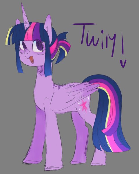 Size: 1308x1636 | Tagged: safe, artist:hoshi3luvs, derpibooru import, twilight sparkle, twilight sparkle (alicorn), alicorn, pony, female, gray background, image, jpeg, simple background, solo