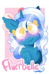 Size: 2000x3000 | Tagged: safe, artist:stinkygooby, derpibooru import, oc, oc:fleurbelle, unofficial characters only, alicorn, pony, alicorn oc, blushing, bow, female, hair bow, heart, heart eyes, horn, image, jpeg, looking at you, mare, smiling, smiling at you, solo, wingding eyes, wings, yellow eyes