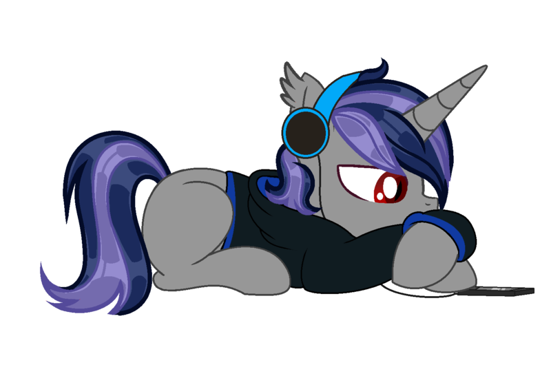 Size: 1500x1000 | Tagged: safe, artist:sarahsuresh-art, derpibooru import, oc, oc:dreaming star, bat pony, bat pony unicorn, hybrid, pony, unicorn, base used, bat pony oc, bat wings, clothes, fangs, headphones, hoodie, horn, image, listening to music, male, phone, png, red eyes, sad, simple background, solo, stallion, transparent background, wings