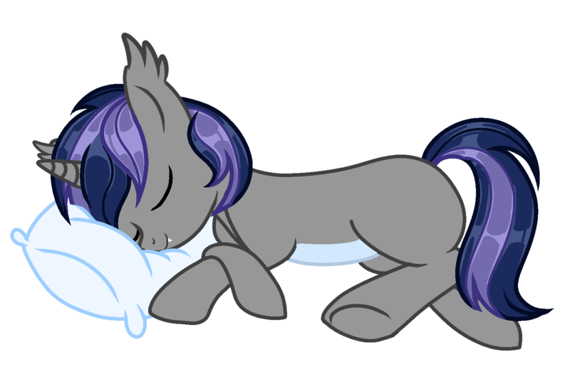 Size: 1600x1080 | Tagged: safe, artist:sarahsuresh-art, derpibooru import, oc, oc:dreaming star, bat pony, bat pony unicorn, hybrid, pony, unicorn, base used, bat pony oc, bat wings, fangs, horn, image, male, pale belly, pillow, png, simple background, sleeping, solo, stallion, transparent background, wings