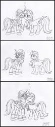 Size: 2350x5400 | Tagged: safe, artist:xyclone, derpibooru import, lyra heartstrings, oc, oc:xyclone, pony, unicorn, blushing, canon x oc, clothes, comic, female, image, jpeg, kissing, male, scarf, shipping, signature, straight, traditional art