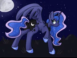 Size: 750x570 | Tagged: safe, artist:slushpony, derpibooru import, princess luna, alicorn, pony, female, image, jpeg, moon, night, solo