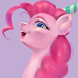 Size: 2000x2000 | Tagged: safe, artist:ske, derpibooru import, pinkie pie, earth pony, pony, bust, happy, hat, image, jpeg, open mouth, open smile, party hat, smiling, solo