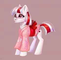 Size: 1881x1845 | Tagged: safe, artist:ske, derpibooru import, oc, unofficial characters only, earth pony, pony, bow, clothes, eyeshadow, image, jpeg, kimono (clothing), lipstick, makeup, solo