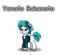 Size: 184x176 | Tagged: safe, artist:dematrix, derpibooru import, oc, oc:yamato sakamoto, unofficial characters only, pony, unicorn, pony town, clothes, image, male, pixel art, png, simple background, solo, transparent background
