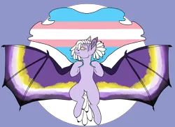 Size: 7700x5600 | Tagged: safe, artist:shadypixels, derpibooru import, oc, oc:penumbra ink, bat pony, bat pony oc, bat wings, image, nonbinary pride flag, png, ponysona, pride, pride flag, transgender pride flag, wings