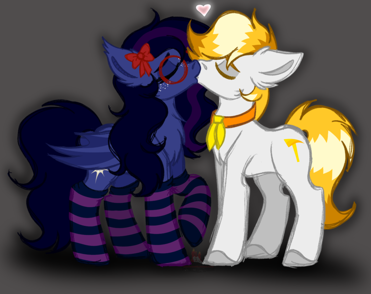 Size: 5810x4603 | Tagged: safe, artist:anxioussartist, derpibooru import, oc, oc:azzy aurelian, oc:shadow twinkle, bat pony, earth pony, bat pony oc, bat wings, cute, earth pony oc, image, kissing, png, wings