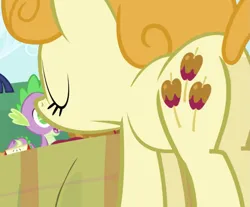 Size: 1307x1080 | Tagged: safe, derpibooru import, screencap, caramel apple, earth pony, pony, friendship is magic, background character, background pony, butt, cropped, female, image, mare, plot, png