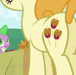 Size: 1094x1080 | Tagged: safe, derpibooru import, screencap, caramel apple, earth pony, pony, friendship is magic, background character, background pony, butt, cropped, female, image, mare, plot, png
