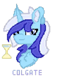 Size: 1067x1424 | Tagged: safe, artist:sodapop sprays, derpibooru import, minuette, oc, earth pony, pony, chest fluff, hourglass, image, looking at you, pixel art, png, smiling, smiling at you, solo